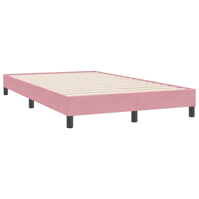Pat box spring cu saltea, roz, 120x220 cm, catifea