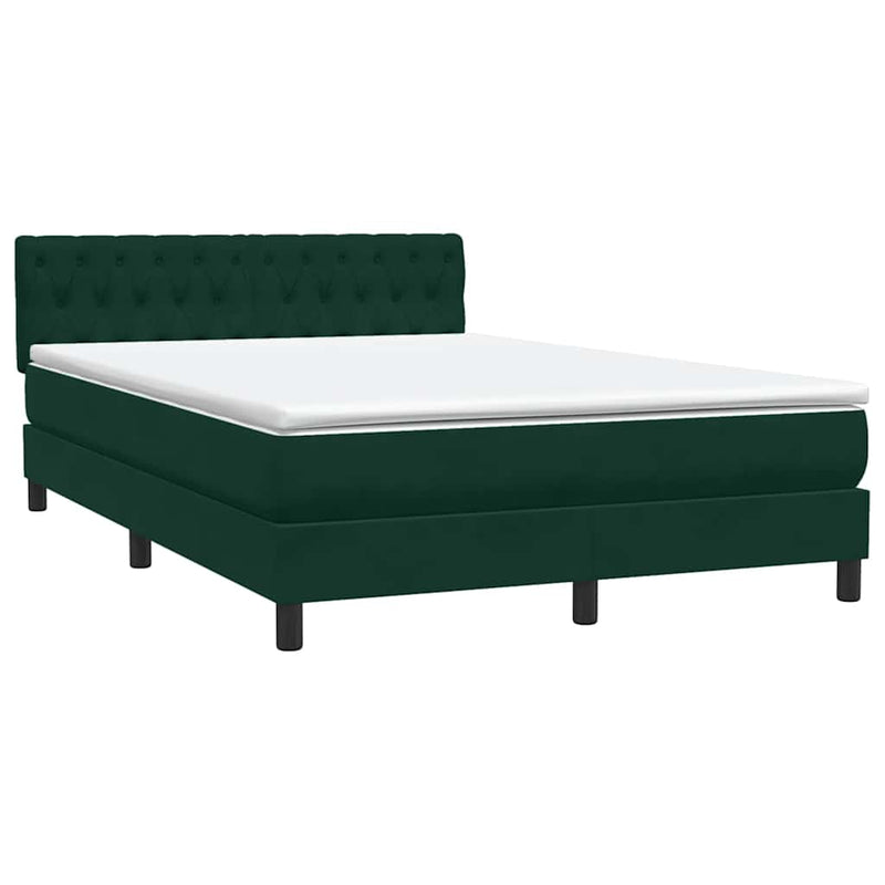 Pat box spring cu saltea, verde închis, 160x220 cm, catifea