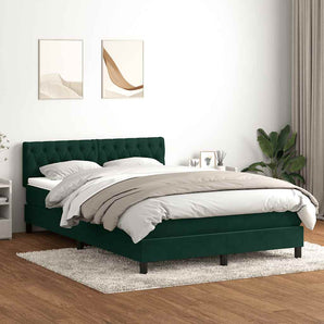 Pat box spring cu saltea, verde închis, 160x220 cm, catifea