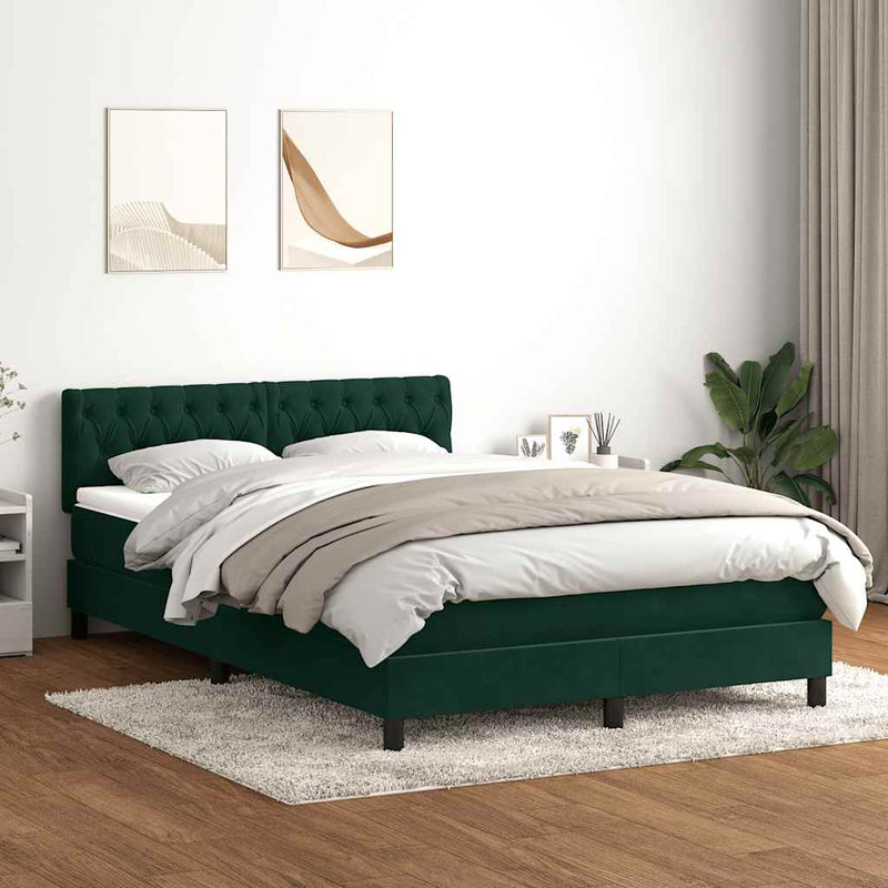 Pat box spring cu saltea, verde închis, 160x220 cm, catifea