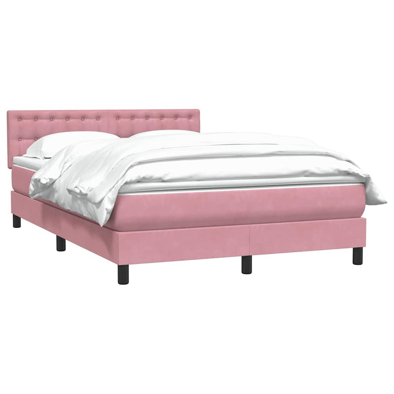 Pat box spring cu saltea, roz, 140x210 cm, catifea