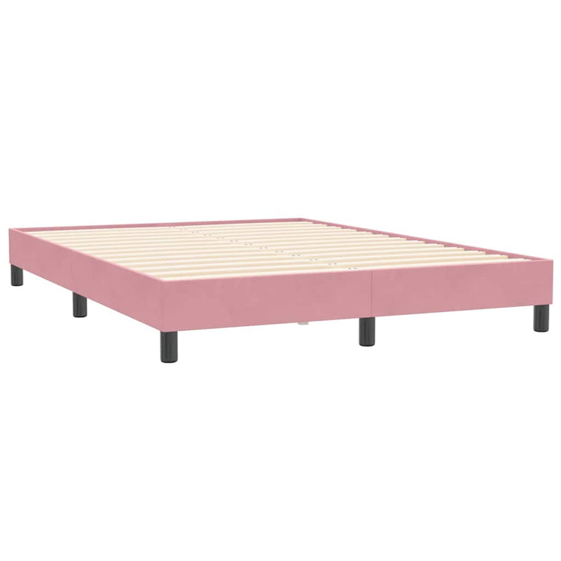 Pat box spring cu saltea, roz, 160x210 cm, catifea