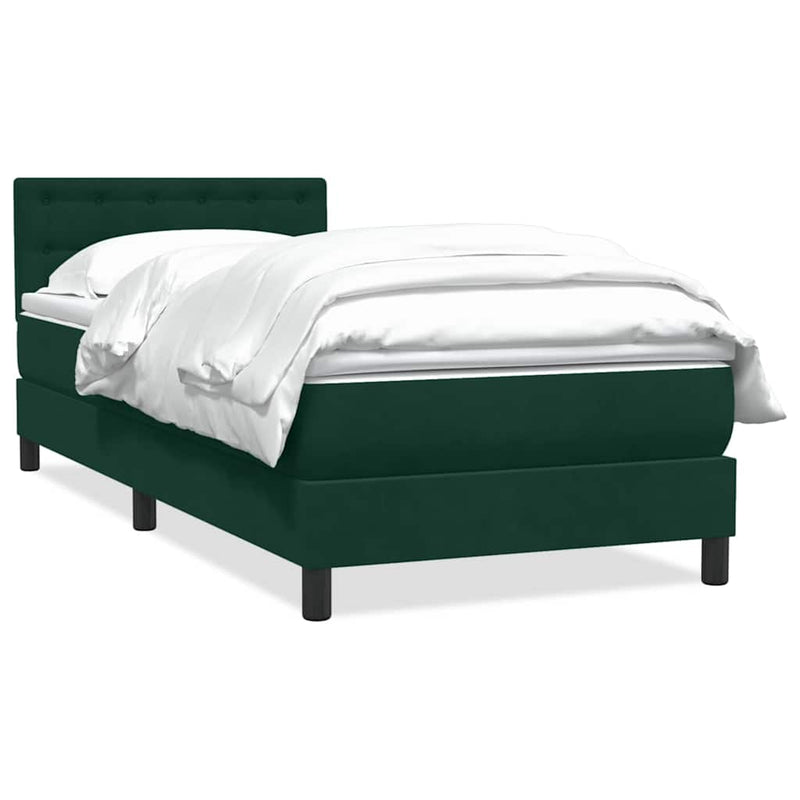 Pat box spring cu saltea, verde închis, 80x220 cm, catifea