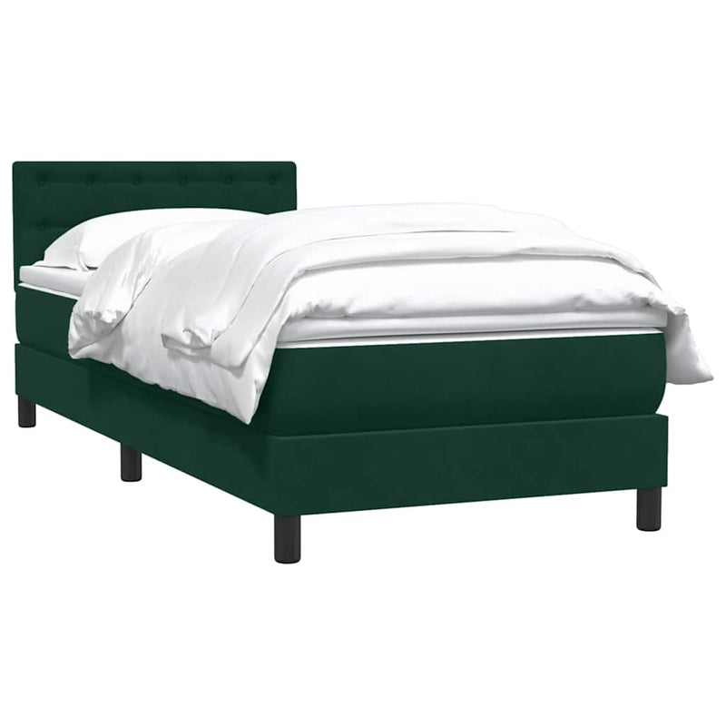 Pat box spring cu saltea, verde închis, 80x220 cm, catifea
