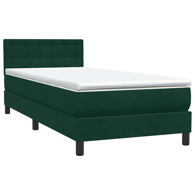Pat box spring cu saltea, verde închis, 80x220 cm, catifea