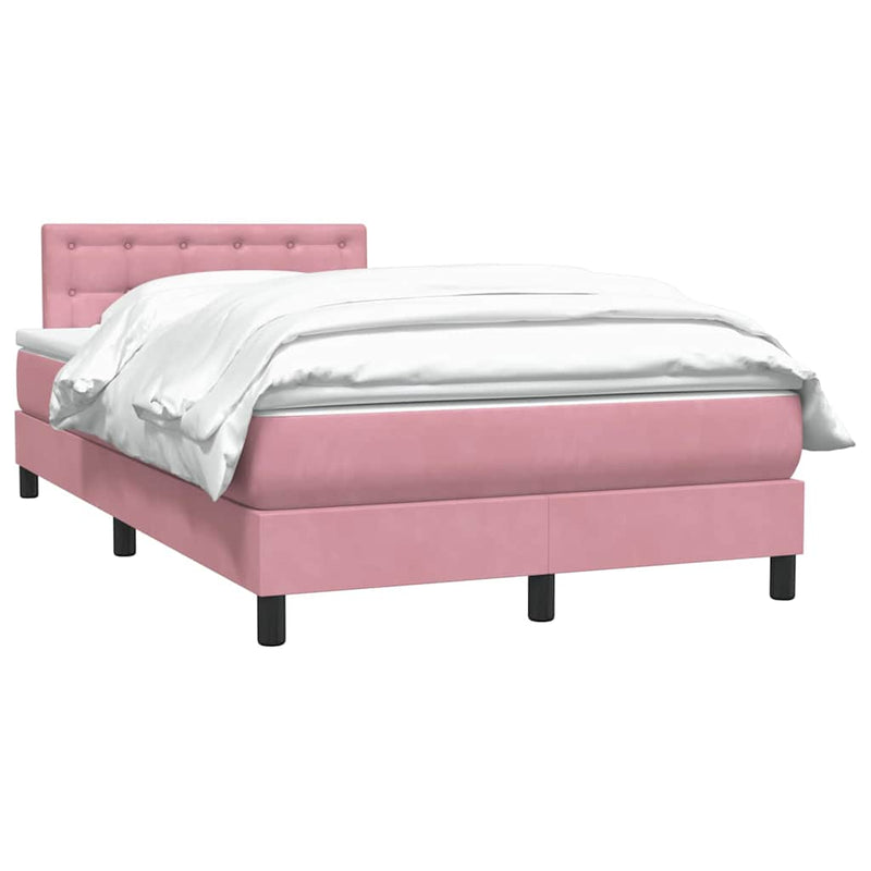 Pat box spring cu saltea, roz, 120x220 cm, catifea