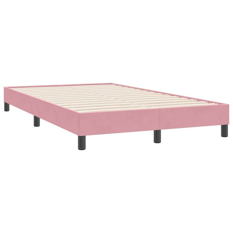 Pat box spring cu saltea, roz, 120x220 cm, catifea