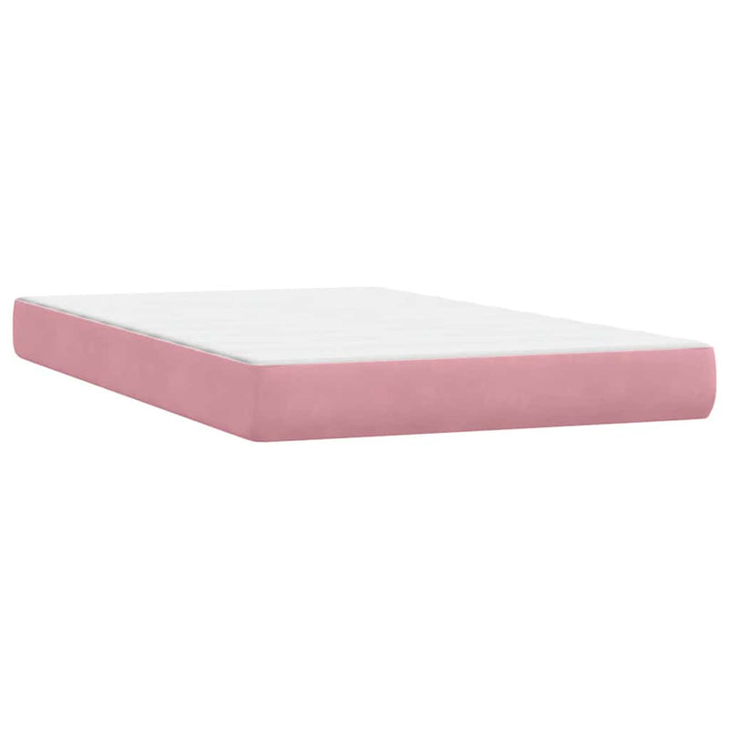 Pat box spring cu saltea, roz, 120x220 cm, catifea