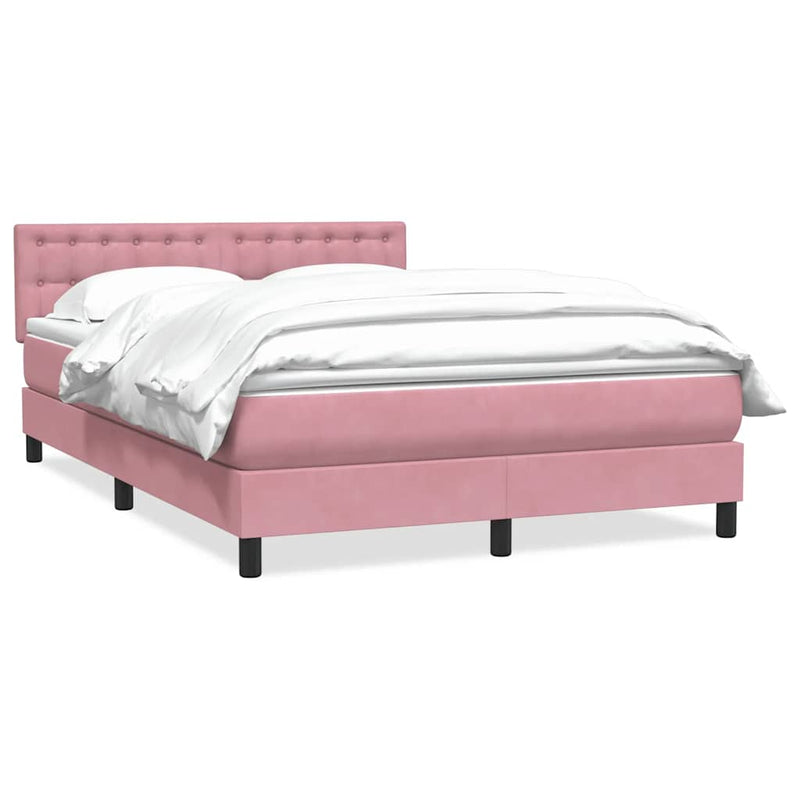 Pat box spring cu saltea, roz, 140x220 cm, catifea