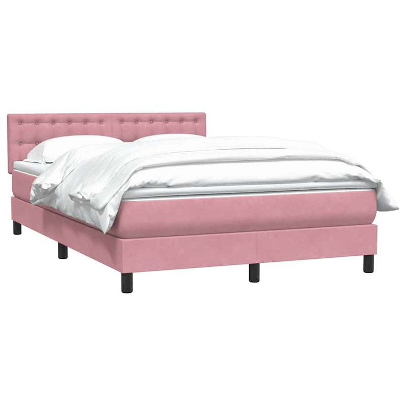 Pat box spring cu saltea, roz, 160x220 cm, catifea
