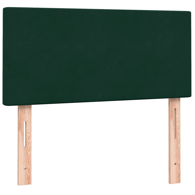 Pat cu arcuri cu saltea și LED, verde închis, 80x220 cm, catifea