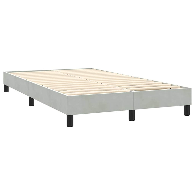 Pat cu arcuri cu saltea și LED, gri deschis, 160x210 cm, catifea