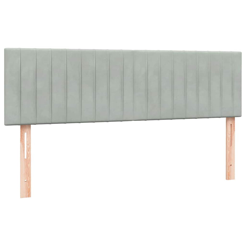 Pat cu arcuri cu saltea și LED, gri deschis, 160x210 cm, catifea