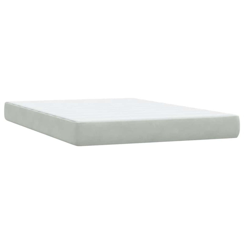 Pat cu arcuri cu saltea și LED, gri deschis, 160x210 cm, catifea
