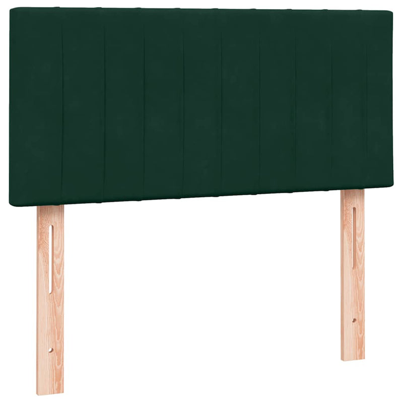 Pat cu arcuri cu saltea și LED, verde închis, 80x220 cm, catifea