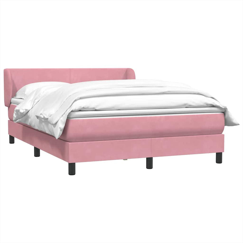 Pat box spring cu saltea, roz, 140x210 cm, catifea