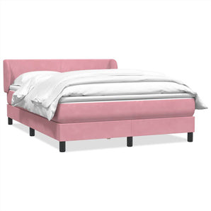Pat box spring cu saltea, roz, 140x210 cm, catifea