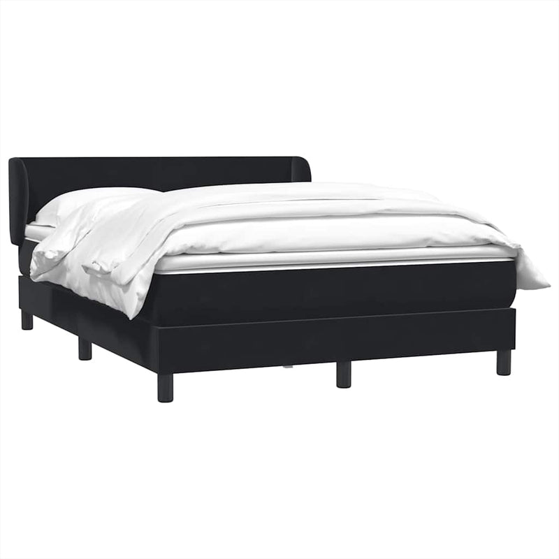 Pat box spring cu saltea, negru, 160x210 cm, catifea