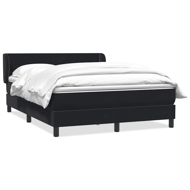 Pat box spring cu saltea, negru, 160x210 cm, catifea
