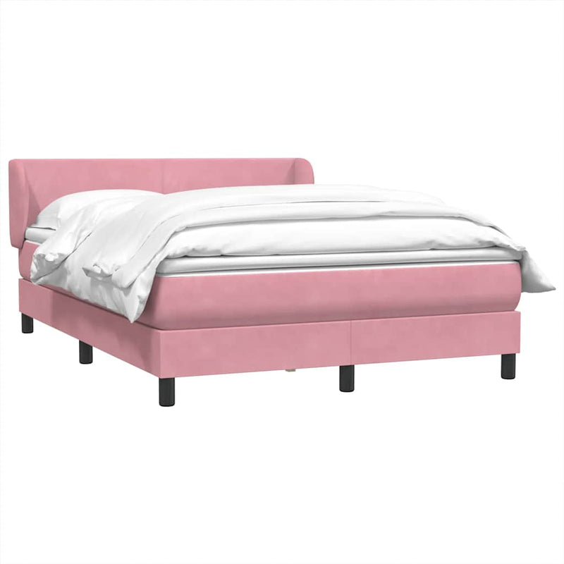 Pat box spring cu saltea, roz, 160x210 cm, catifea