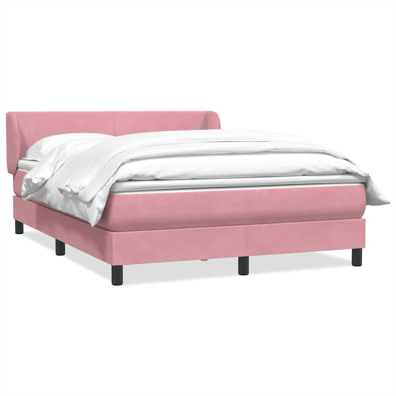 Pat box spring cu saltea, roz, 160x210 cm, catifea