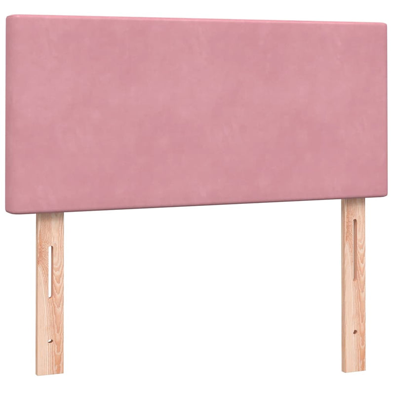 Pat box spring cu saltea, roz, 80x220 cm, catifea