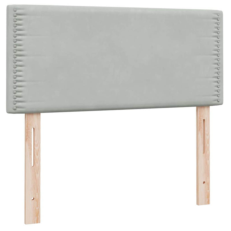 Pat box spring cu saltea, gri deschis, 80x210 cm, catifea