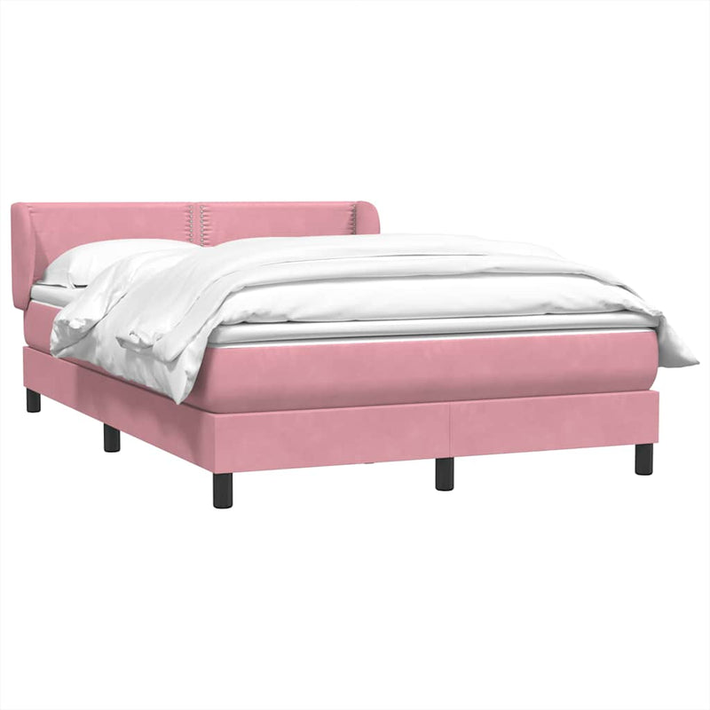 Pat box spring cu saltea, roz, 160x210 cm, catifea