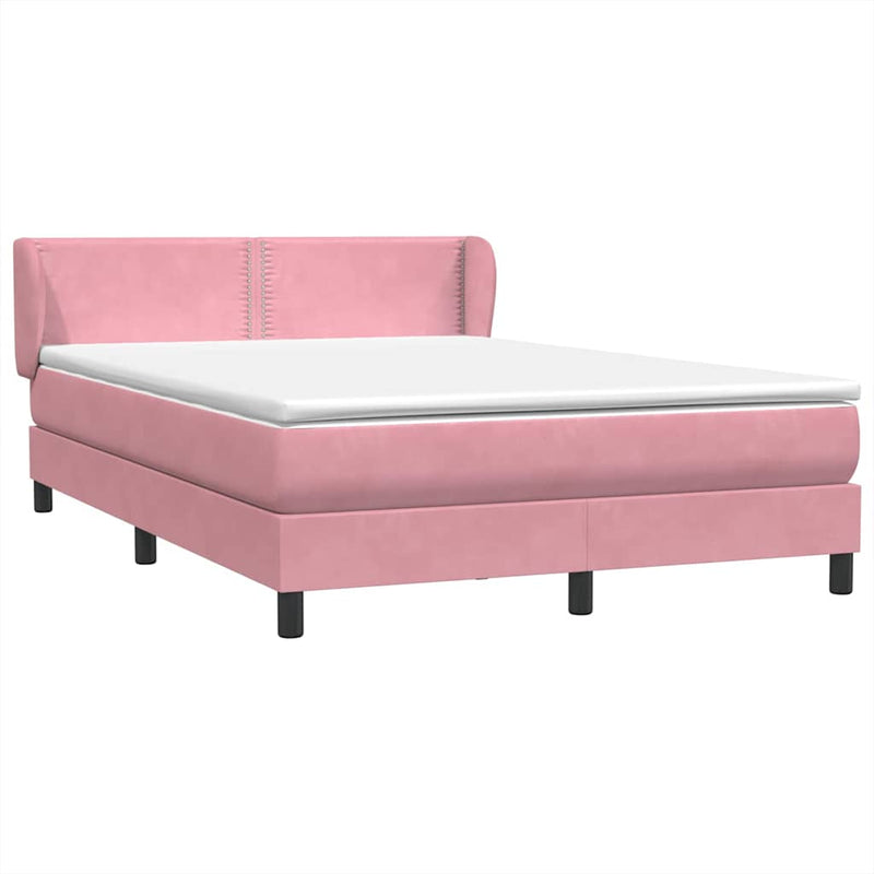 Pat box spring cu saltea, roz, 160x210 cm, catifea