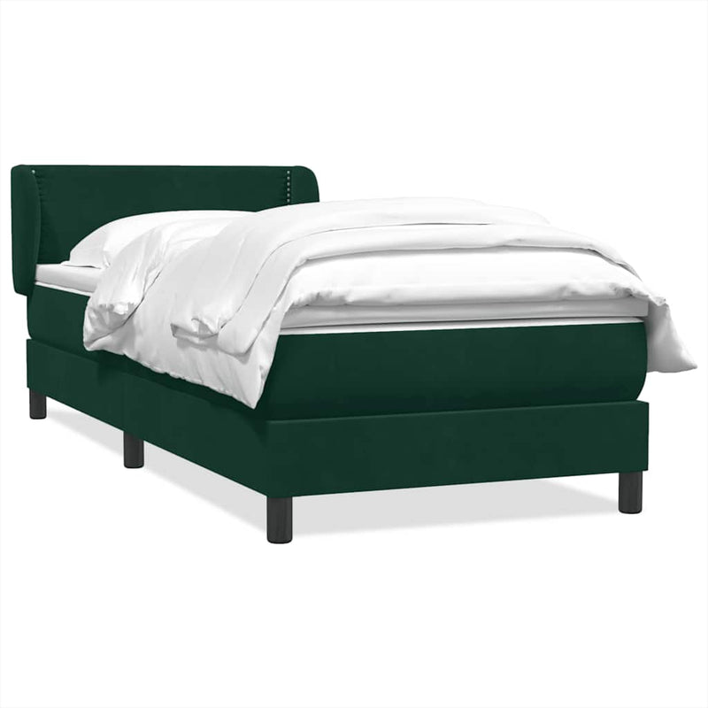Pat box spring cu saltea, verde închis, 80x220 cm, catifea
