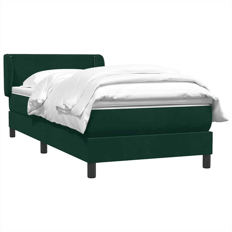Pat box spring cu saltea, verde închis, 80x220 cm, catifea