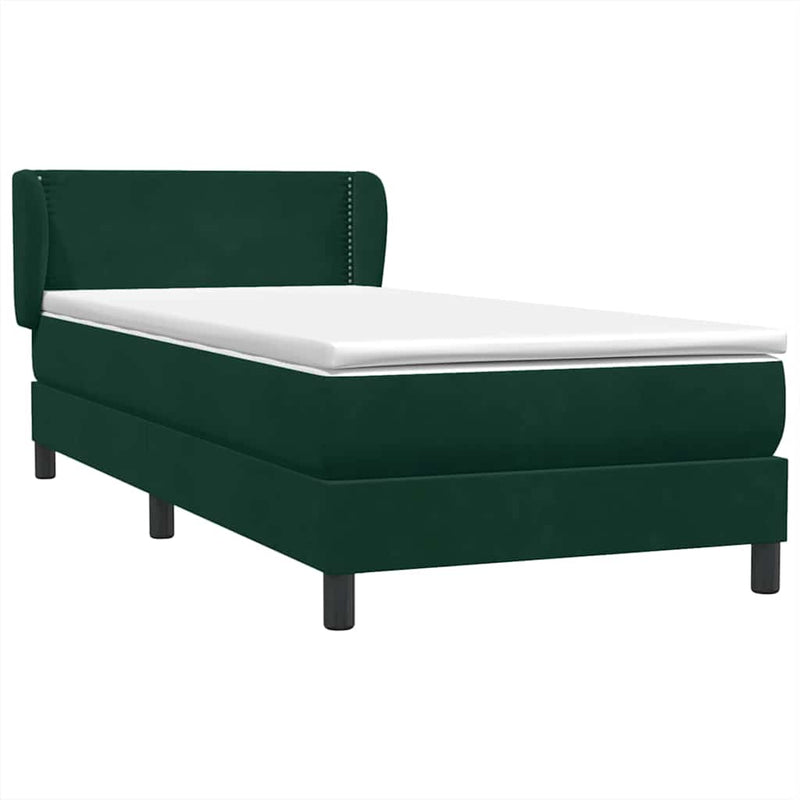 Pat box spring cu saltea, verde închis, 80x220 cm, catifea