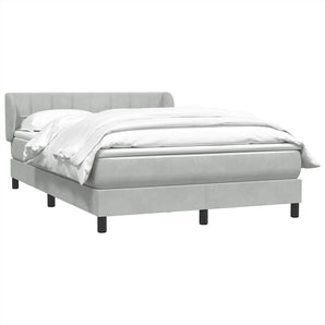 Pat box spring cu saltea, gri deschis, 160x210 cm, catifea