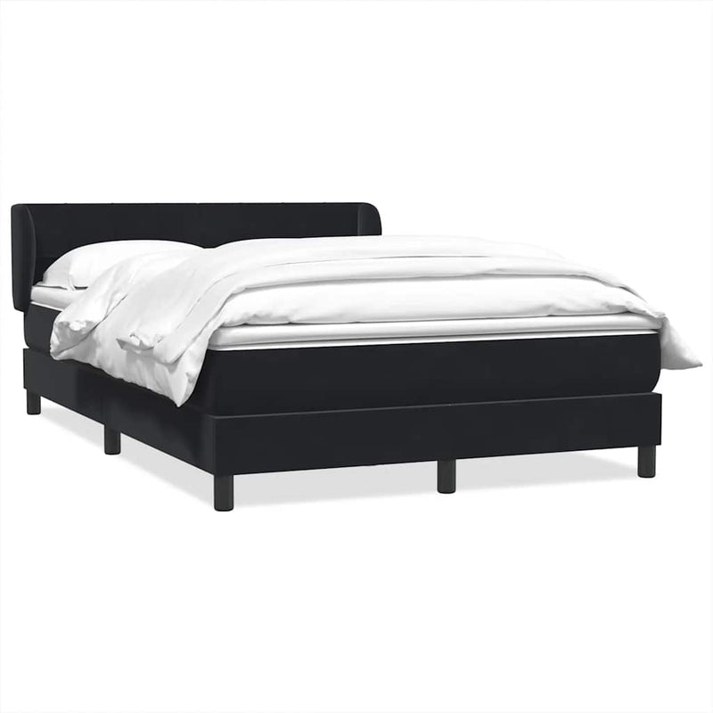 Pat box spring cu saltea, negru, 160x210 cm, catifea