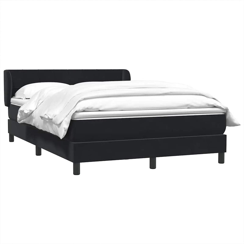 Pat box spring cu saltea, negru, 160x210 cm, catifea