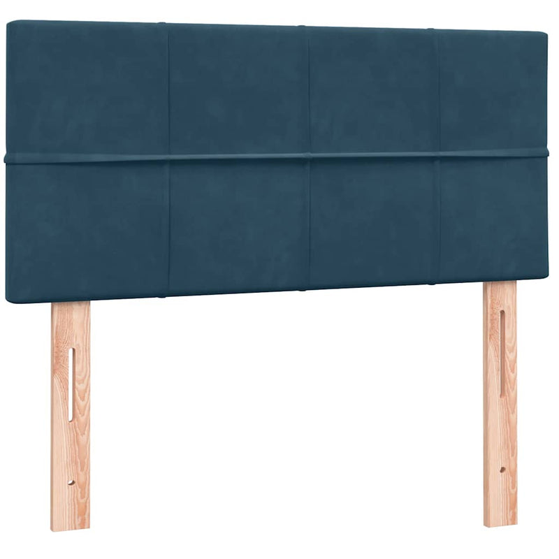 Pat box spring cu saltea, albastru închis, 80x220 cm, catifea