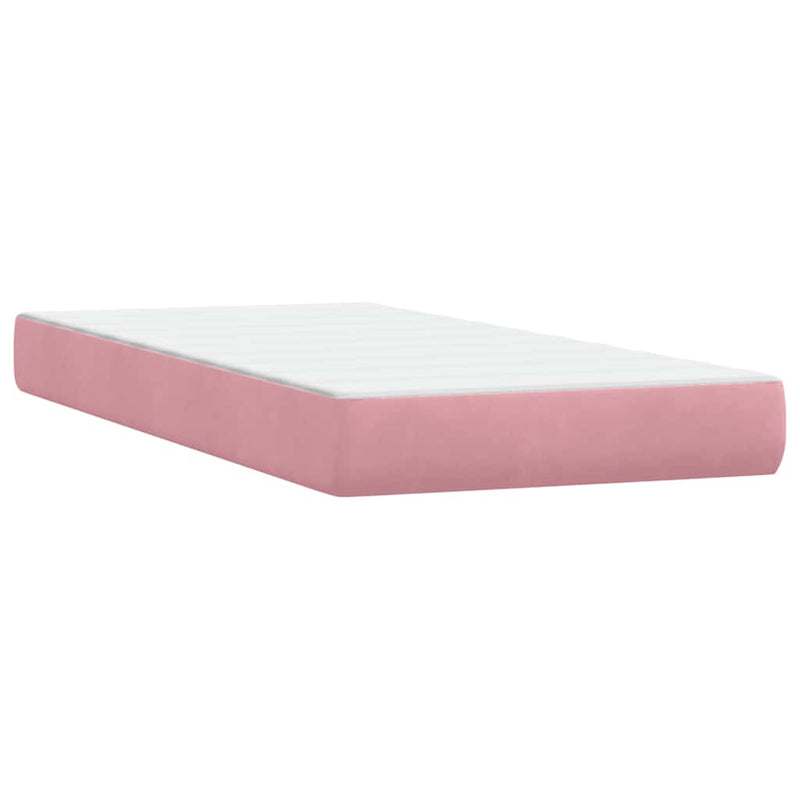 Pat box spring cu saltea, roz, 80x220 cm, catifea