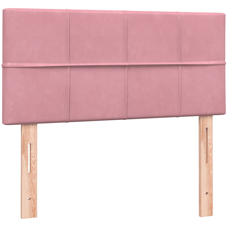 Pat box spring cu saltea, roz, 80x220 cm, catifea
