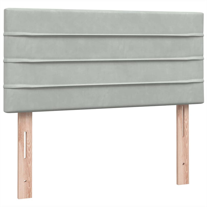 Pat box spring cu saltea, gri deschis, 80x210 cm, catifea
