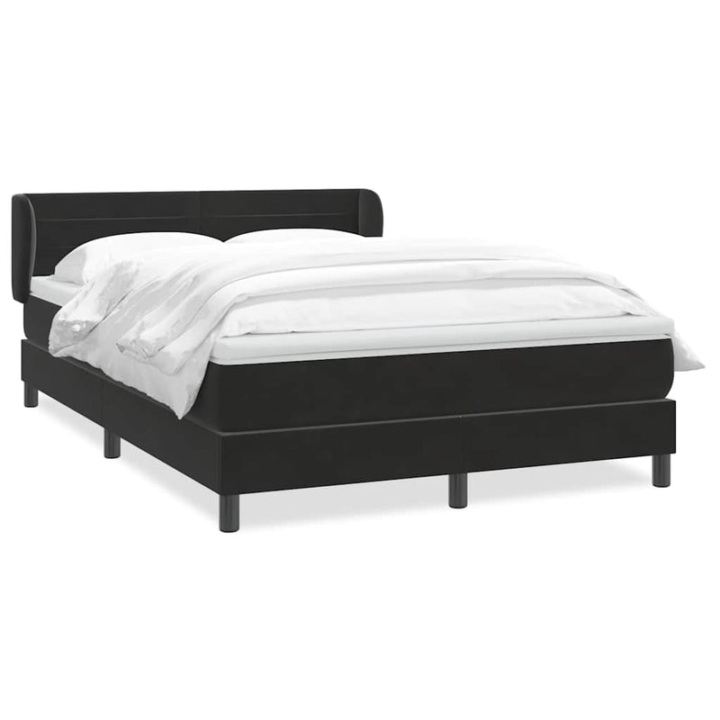 Pat box spring cu saltea, negru, 160x210 cm, catifea