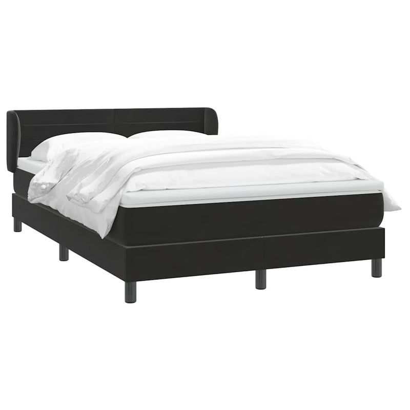 Pat box spring cu saltea, negru, 160x210 cm, catifea