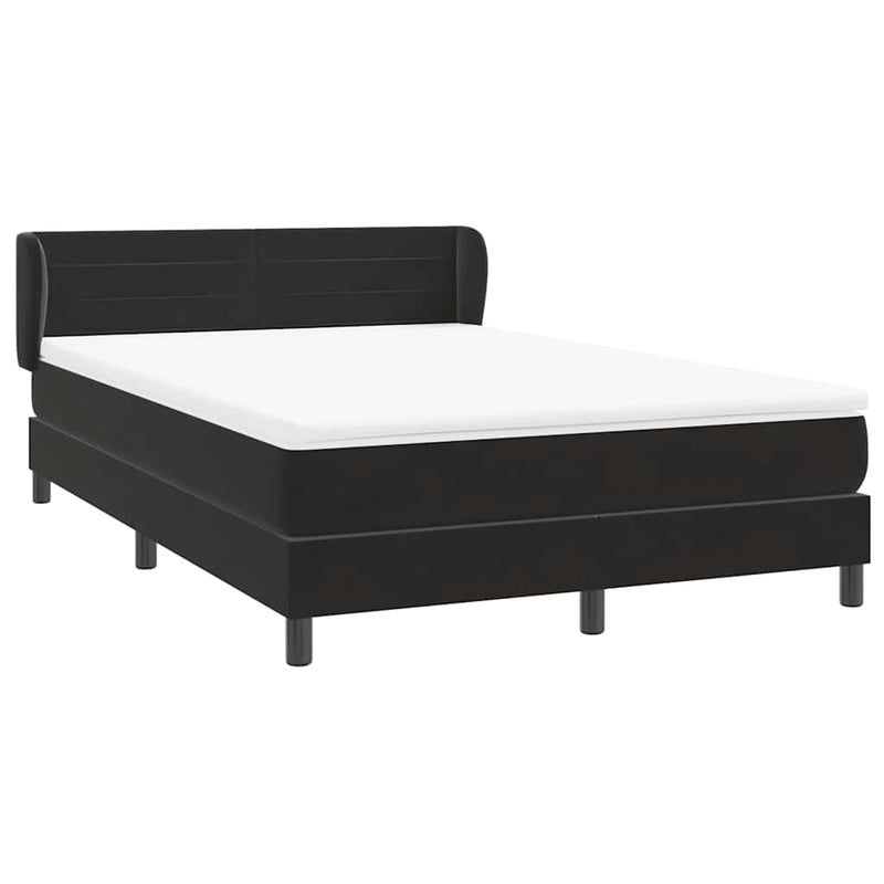Pat box spring cu saltea, negru, 160x210 cm, catifea