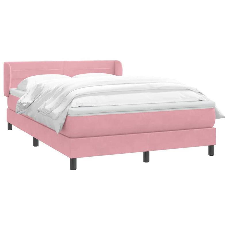 Pat box spring cu saltea, roz, 160x210 cm, catifea