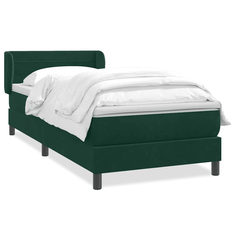 Pat box spring cu saltea, verde închis, 80x220 cm, catifea