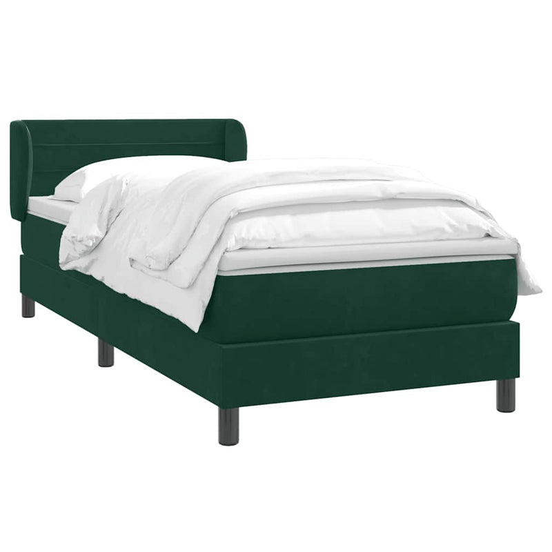 Pat box spring cu saltea, verde închis, 80x220 cm, catifea