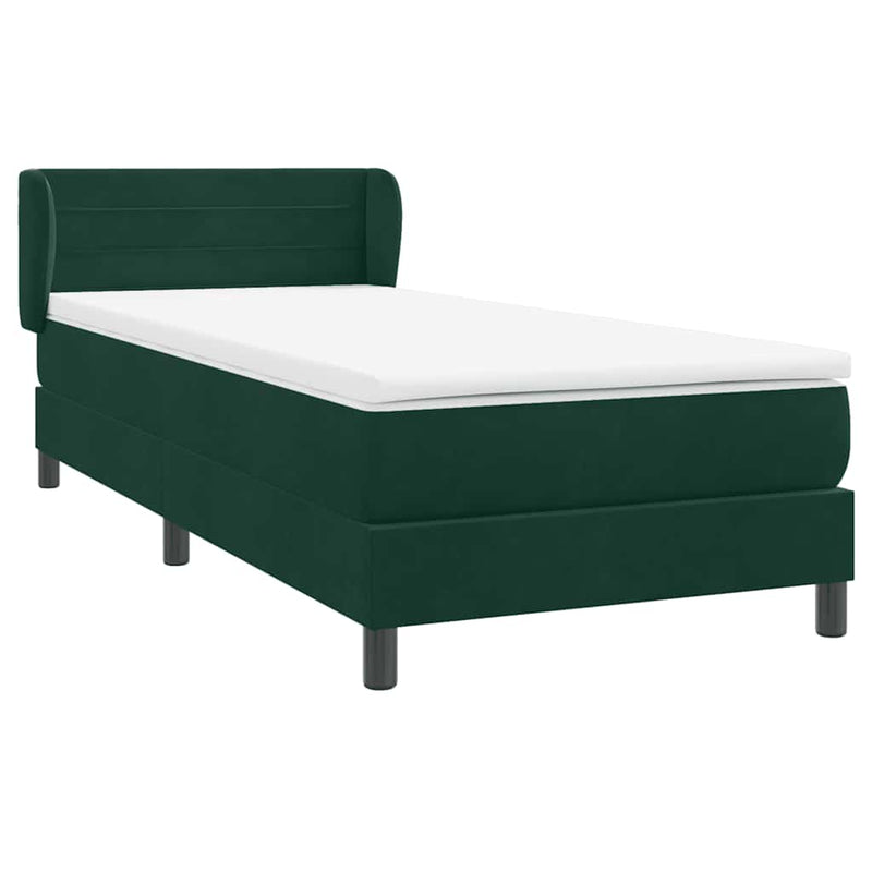 Pat box spring cu saltea, verde închis, 80x220 cm, catifea