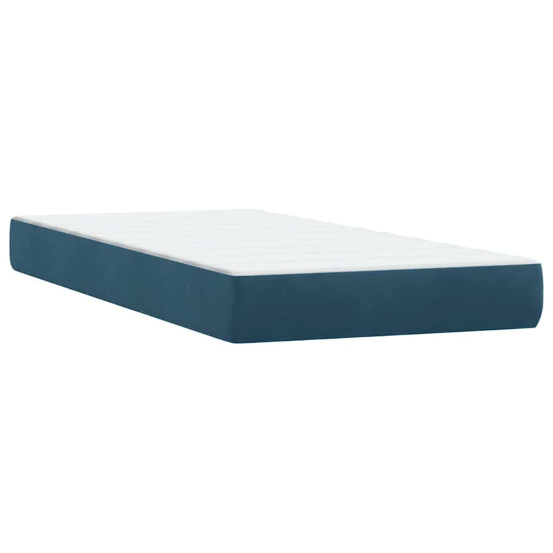 Pat box spring cu saltea, albastru închis, 80x220 cm, catifea
