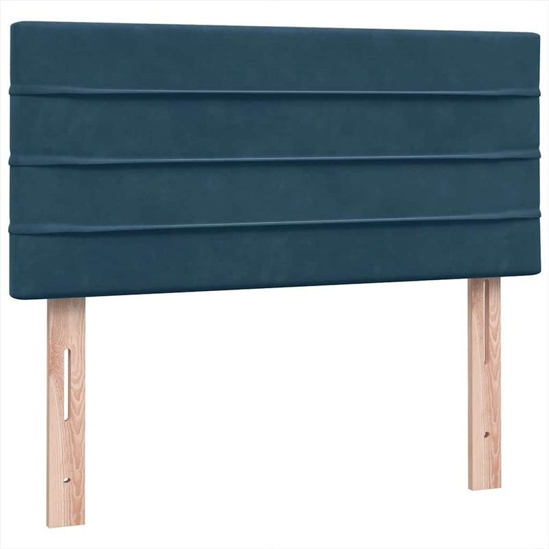 Pat box spring cu saltea, albastru închis, 80x220 cm, catifea
