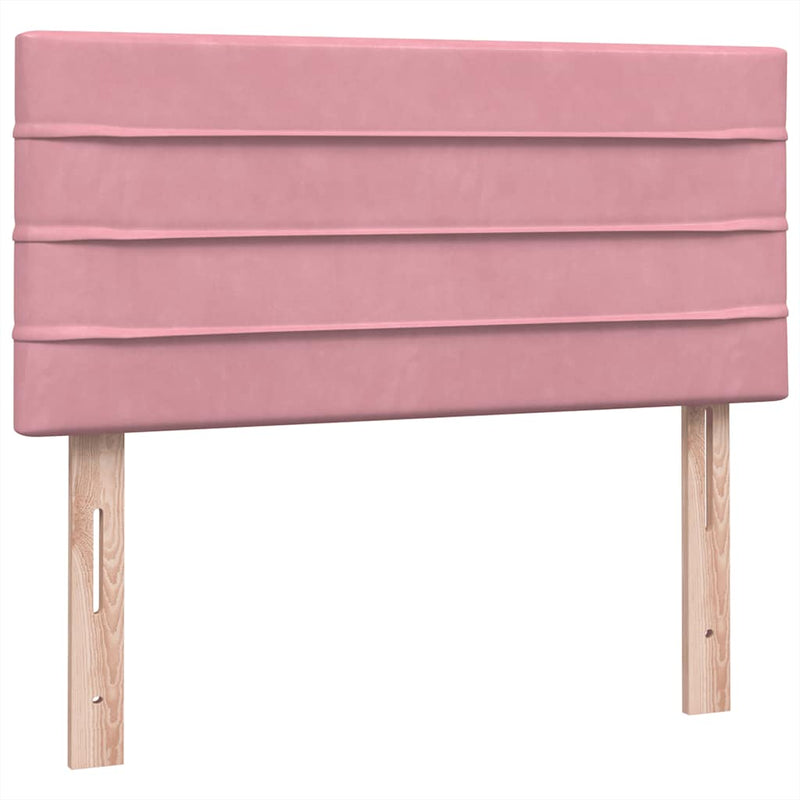 Pat box spring cu saltea, roz, 80x220 cm, catifea