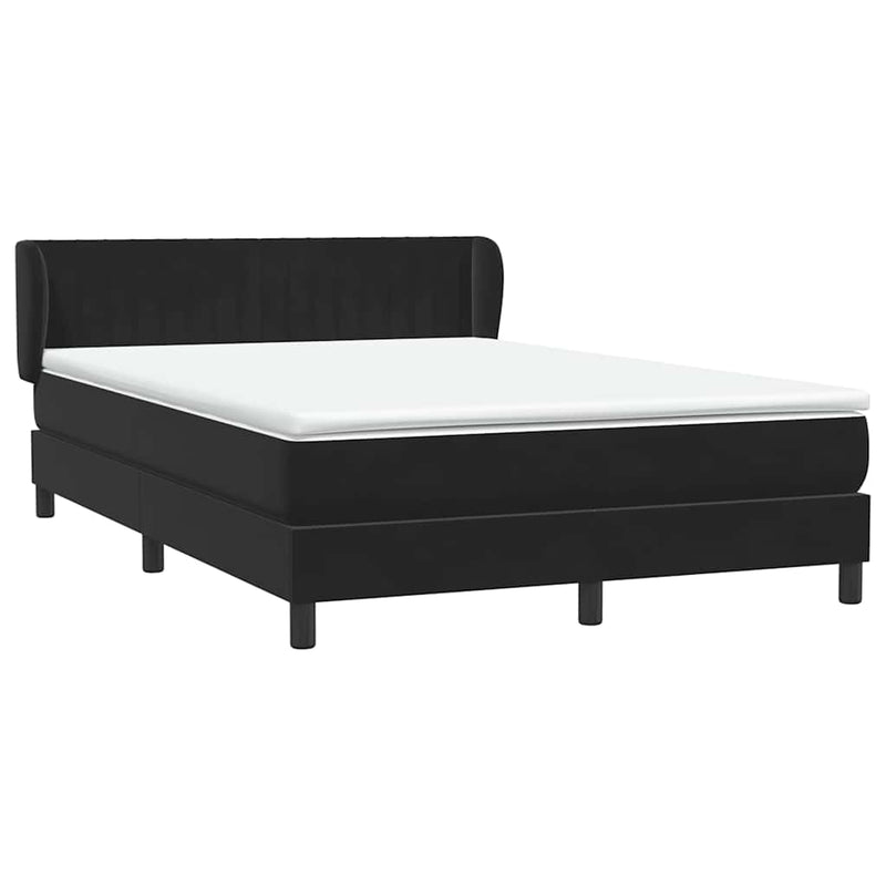 Pat box spring cu saltea, negru, 160x210 cm, catifea